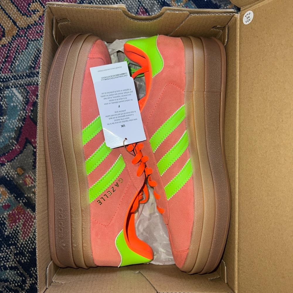 ADIDAS GAZELLE BOLD in ORANGE AND GREEN